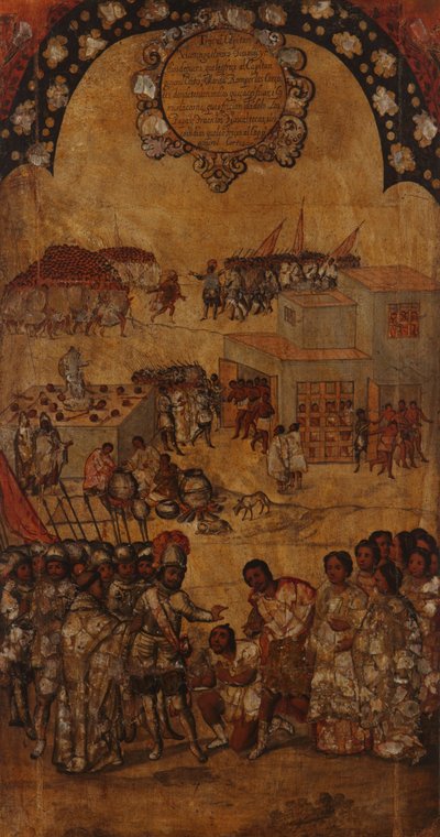 La conquista de México. Tabla VI de Miguel Gonzales